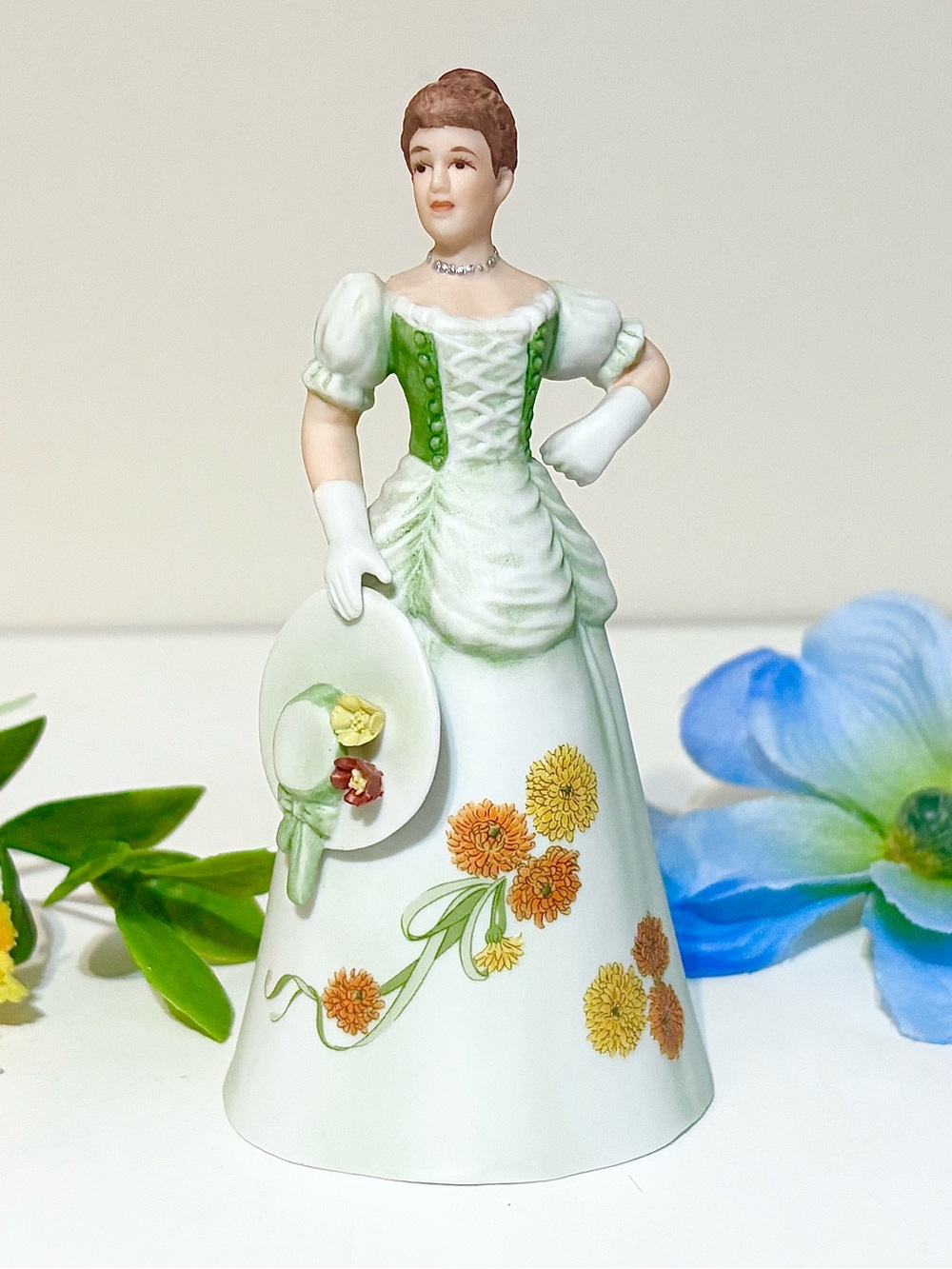 Vintage ENESCO 80s Victorian Lady Bell Figure-Bodice-October-Genevieve-Calendula